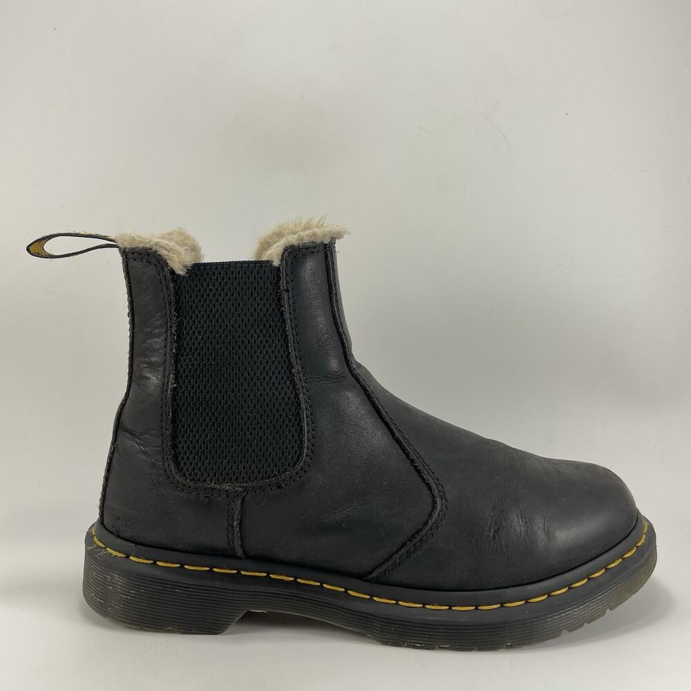 Dr Martens Doc 2976 Leonore Faux Fur Lined Chelsea Boots Womens Size 8 Black